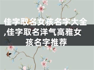 佳字取名女孩名字大全,佳字取名洋气高雅女孩名字推荐