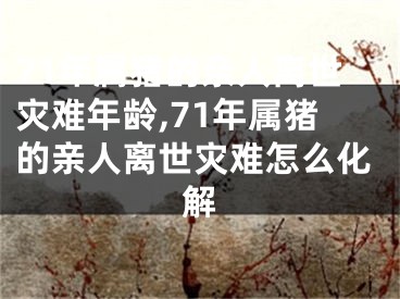 71年属猪的亲人离世灾难年龄,71年属猪的亲人离世灾难怎么化解