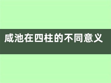 咸池在四柱的不同意义