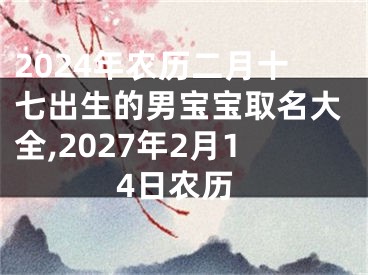 2024年农历二月十七出生的男宝宝取名大全,2027年2月14日农历