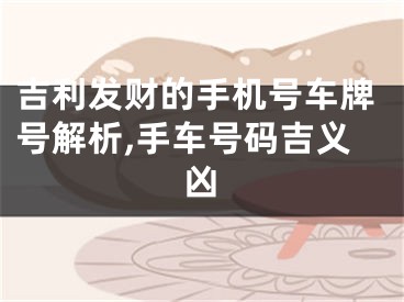 吉利发财的手机号车牌号解析,手车号码吉义凶