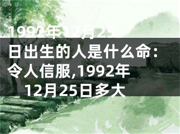 1992年12月25日出生的人是什么命：令人信服,1992年12月25日多大
