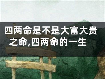 四两命是不是大富大贵之命,四两命的一生