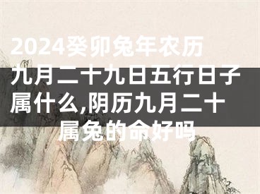 2024癸卯兔年农历九月二十九日五行日子属什么,阴历九月二十属兔的命好吗