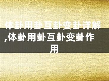 体卦用卦互卦变卦详解,体卦用卦互卦变卦作用