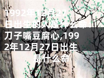 1992年12月27日出生的人是什么命：刀子嘴豆腐心,1992年12月27日出生是什么命