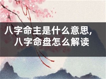 八字命主是什么意思,八字命盘怎么解读