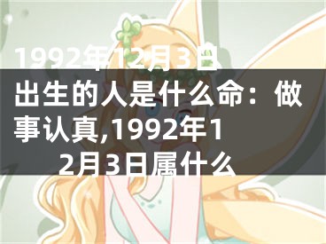 1992年12月3日出生的人是什么命：做事认真,1992年12月3日属什么