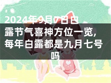 2024年9月7日白露节气喜神方位一览,每年白露都是九月七号吗