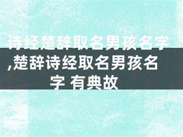诗经楚辞取名男孩名字,楚辞诗经取名男孩名字 有典故