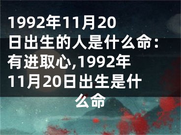 1992年11月20日出生的人是什么命：有进取心,1992年11月20日出生是什么命
