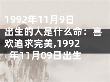 1992年11月9日出生的人是什么命：喜欢追求完美,1992年11月09日出生
