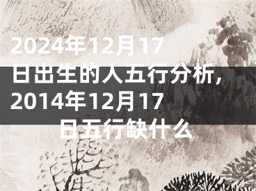 2024年12月17日出生的人五行分析,2014年12月17日五行缺什么