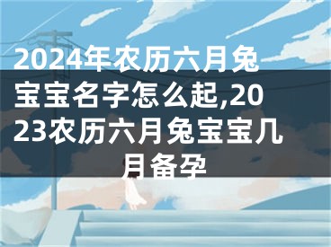2024年农历六月兔宝宝名字怎么起,2023农历六月兔宝宝几月备孕