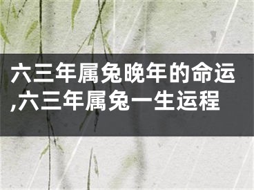 六三年属兔晚年的命运,六三年属兔一生运程