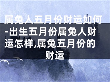 属兔人五月份财运如何-出生五月份属兔人财运怎样,属兔五月份的财运
