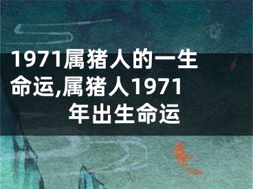 1971属猪人的一生命运,属猪人1971年出生命运