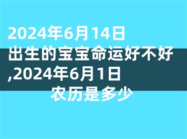 2024年6月14日出生的宝宝命运好不好,2024年6月1日农历是多少