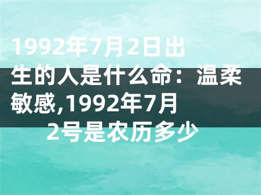 1992年7月2日出生的人是什么命：温柔敏感,1992年7月2号是农历多少