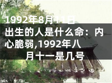 1992年8月11日出生的人是什么命：内心脆弱,1992年八月十一是几号