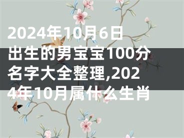 2024年10月6日出生的男宝宝100分名字大全整理,2024年10月属什么生肖