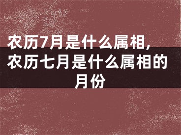 农历7月是什么属相,农历七月是什么属相的月份