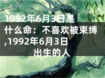 1992年6月3日是什么命：不喜欢被束缚,1992年6月3日出生的人