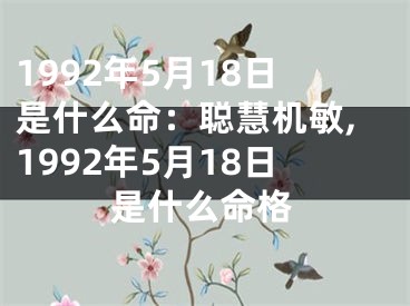 1992年5月18日是什么命：聪慧机敏,1992年5月18日是什么命格