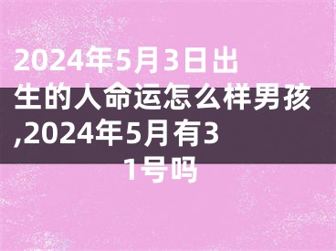 2024年5月3日出生的人命运怎么样男孩,2024年5月有31号吗