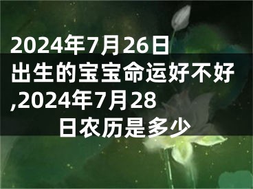 2024年7月26日出生的宝宝命运好不好,2024年7月28日农历是多少