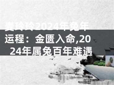 麦玲玲2024年兔年运程：金匮入命,2024年属兔百年难遇