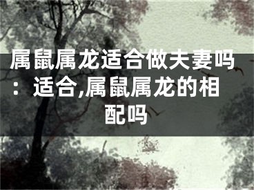 属鼠属龙适合做夫妻吗：适合,属鼠属龙的相配吗