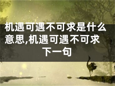 机遇可遇不可求是什么意思,机遇可遇不可求下一句
