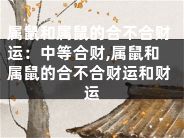 属鼠和属鼠的合不合财运：中等合财,属鼠和属鼠的合不合财运和财运