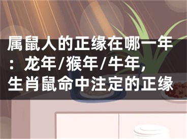 属鼠人的正缘在哪一年：龙年/猴年/牛年,生肖鼠命中注定的正缘