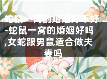 蛇鼠一窝的婚姻好不好-蛇鼠一窝的婚姻好吗,女蛇跟男鼠适合做夫妻吗