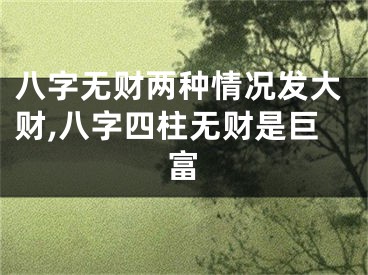 八字无财两种情况发大财,八字四柱无财是巨富