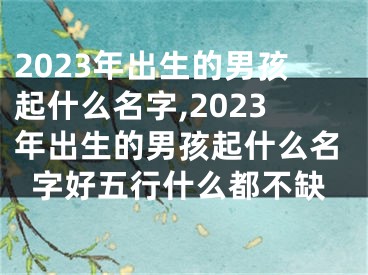 2023年出生的男孩起什么名字,2023年出生的男孩起什么名字好五行什么都不缺