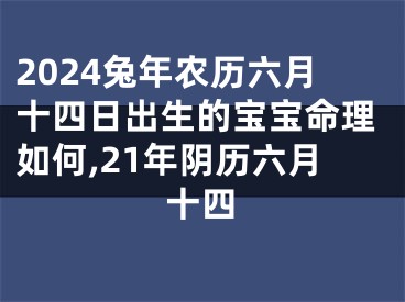2024兔年农历六月十四日出生的宝宝命理如何,21年阴历六月十四