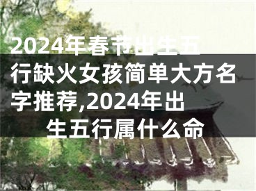 2024年春节出生五行缺火女孩简单大方名字推荐,2024年出生五行属什么命