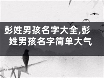 彭姓男孩名字大全,彭姓男孩名字简单大气
