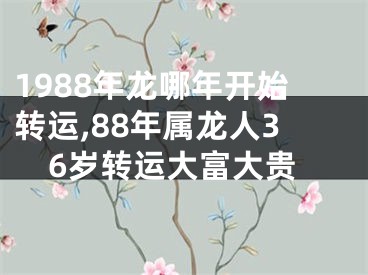 1988年龙哪年开始转运,88年属龙人36岁转运大富大贵