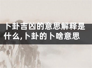 卜卦吉凶的意思解释是什么,卜卦的卜啥意思