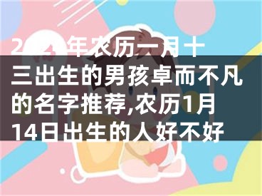 2024年农历一月十三出生的男孩卓而不凡的名字推荐,农历1月14日出生的人好不好