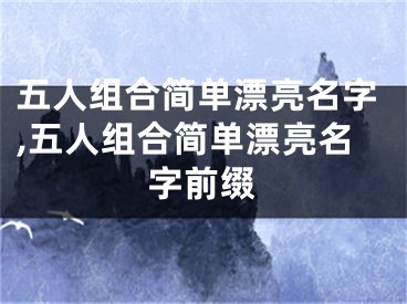 五人组合简单漂亮名字,五人组合简单漂亮名字前缀
