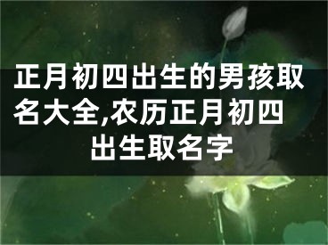 正月初四出生的男孩取名大全,农历正月初四出生取名字