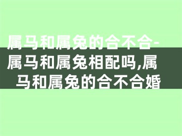 属马和属兔的合不合-属马和属兔相配吗,属马和属兔的合不合婚