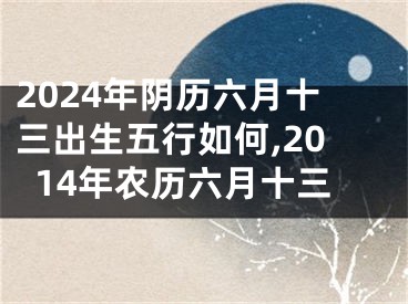 2024年阴历六月十三出生五行如何,2014年农历六月十三