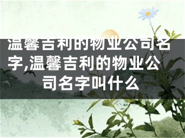 温馨吉利的物业公司名字,温馨吉利的物业公司名字叫什么