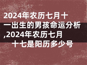 2024年农历七月十一出生的男孩命运分析,2024年农历七月十七是阳历多少号